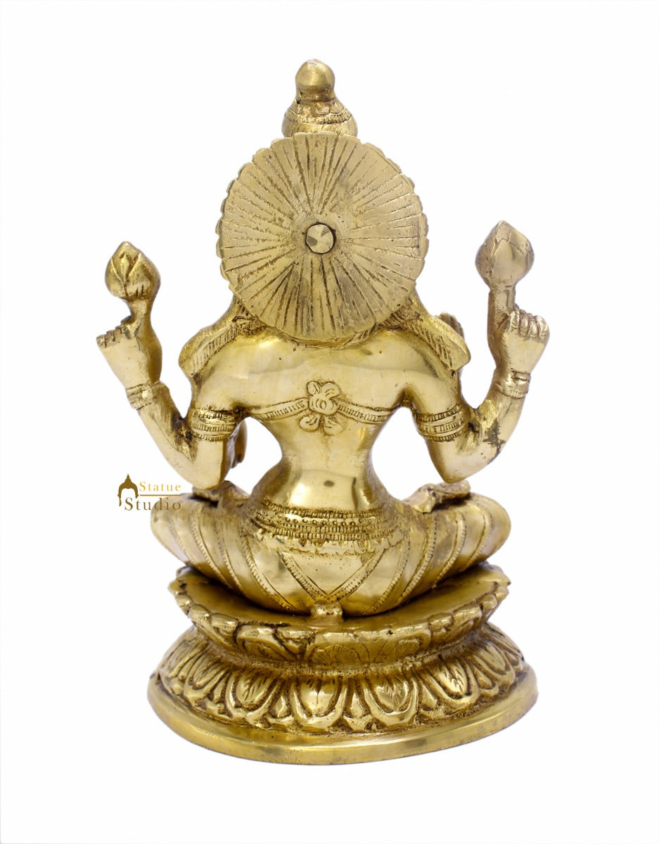 Brass Lakshmi Idol Laxmi Statue For Religious Home Office Décor Lucky Gift 9"