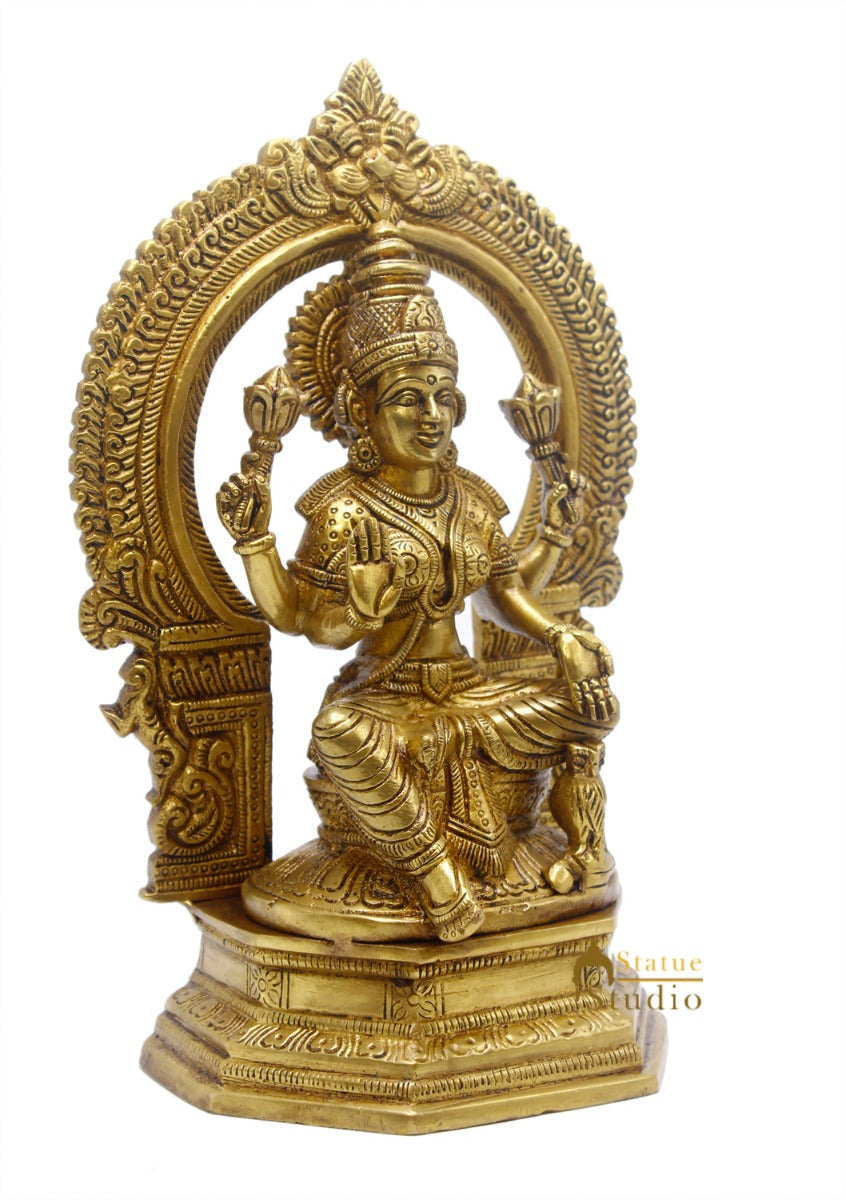 Brass Lakshmi Idol Laxmi Statue For Religious Home Office Décor Lucky Gift 9.5" - Image 4