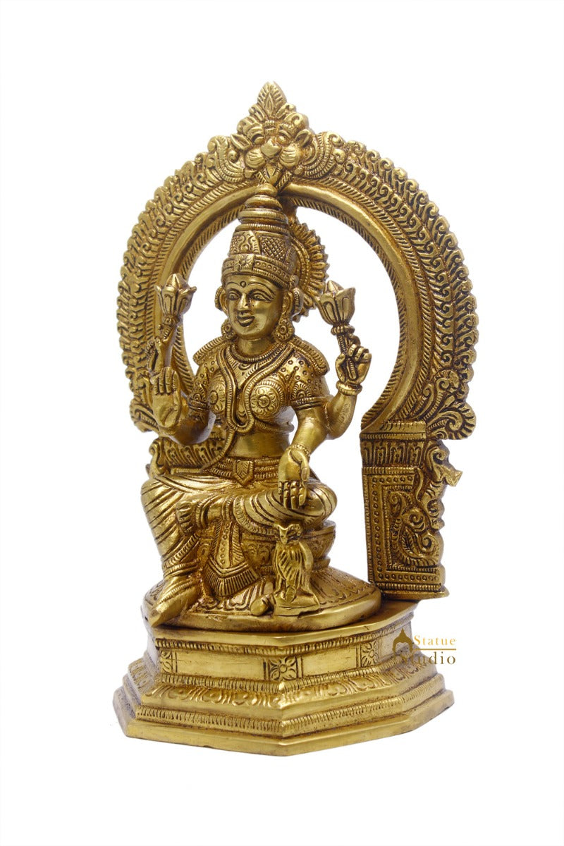 Brass Lakshmi Idol Laxmi Statue For Religious Home Office Décor Lucky Gift 9.5"
