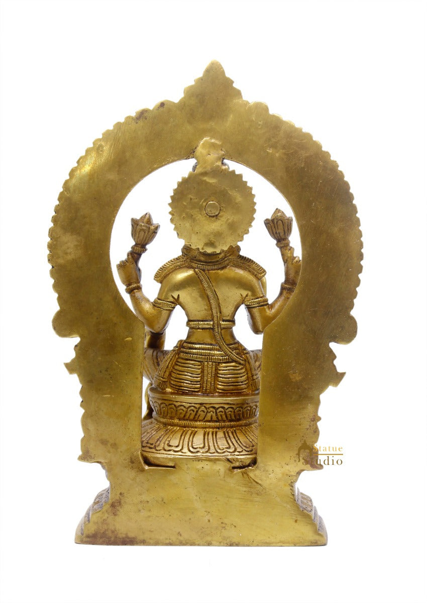 Brass Lakshmi Idol Laxmi Statue For Religious Home Office Décor Lucky Gift 9.5" - Image 6