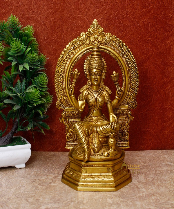 Brass Lakshmi Idol Laxmi Statue For Religious Home Office Décor Lucky Gift 9.5" - Image 2