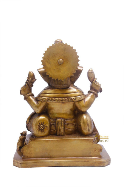 Brass Large Ganesha Statue Antique Finish For Home Décor Gift 1 Feet by vendor-unknown - Hindu Gods (View 5)
