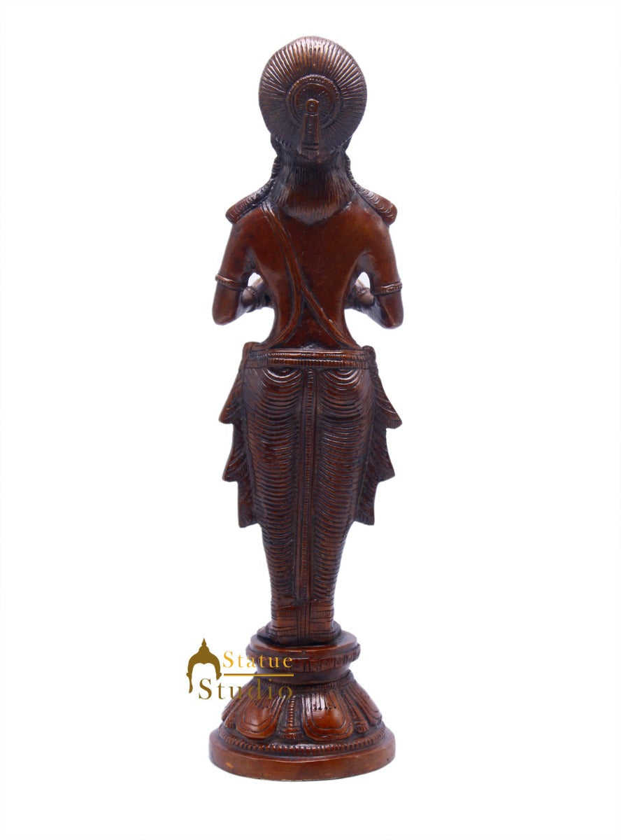 Brass Standing Deep Lady DeepLakshmi Idol For Home Temple Pooja Room Diwali Décor Statue 13"