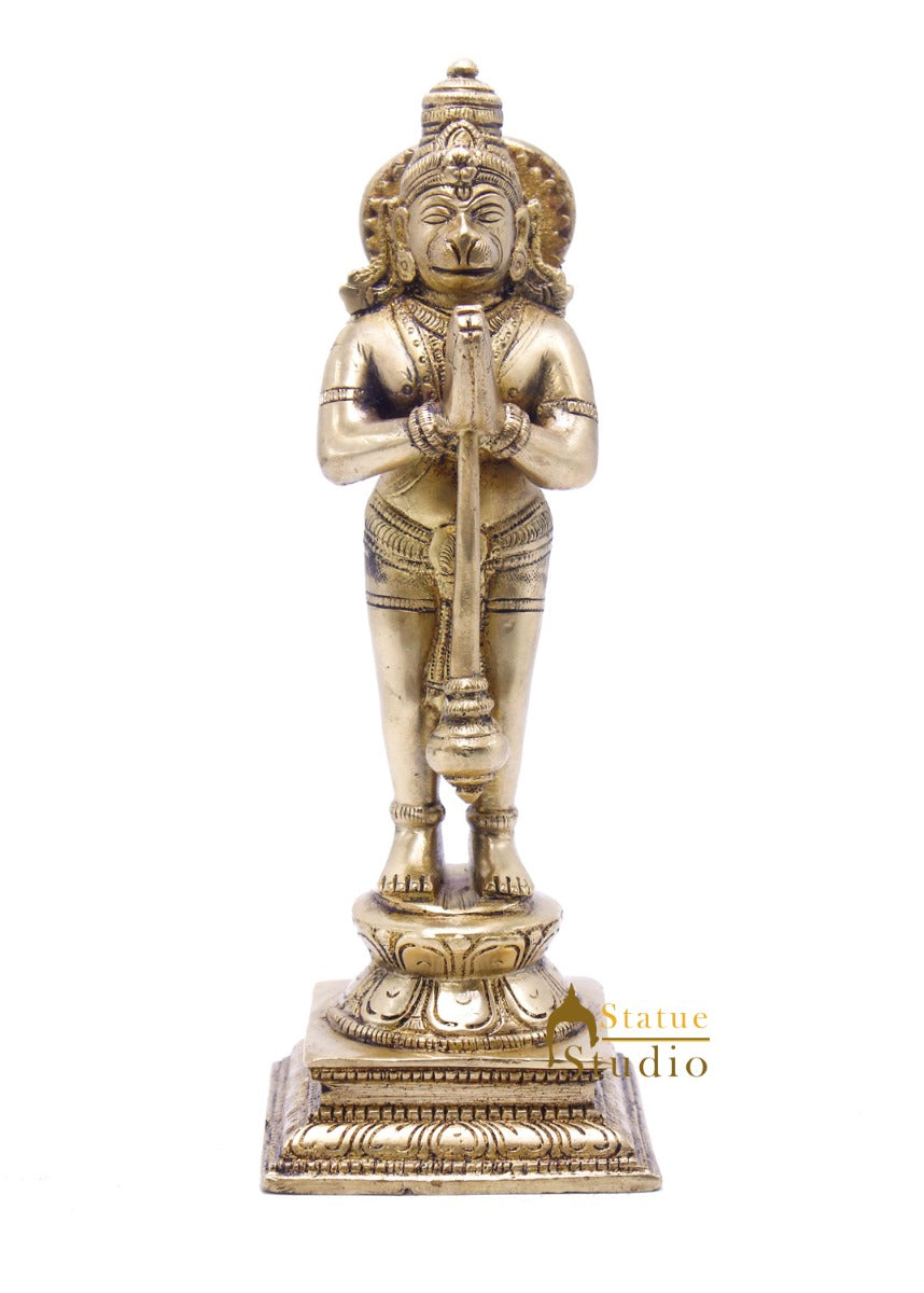 Brass Lord Hanuman Statue In Namaskar Mudra 8 Inch - Image 3