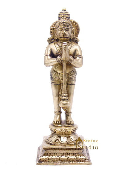 Brass Lord Hanuman Statue In Namaskar Mudra 8 Inch by vendor-unknown - Hindu Gods (View 3)