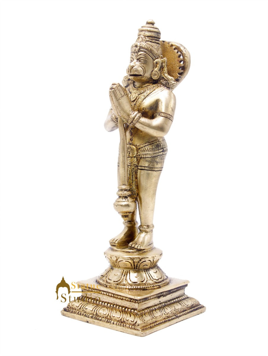 Brass Lord Hanuman Statue In Namaskar Mudra 8 Inch - Image 4