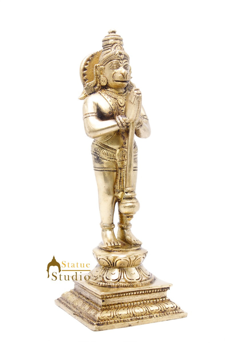 Brass Lord Hanuman Statue In Namaskar Mudra 8 Inch - Image 5