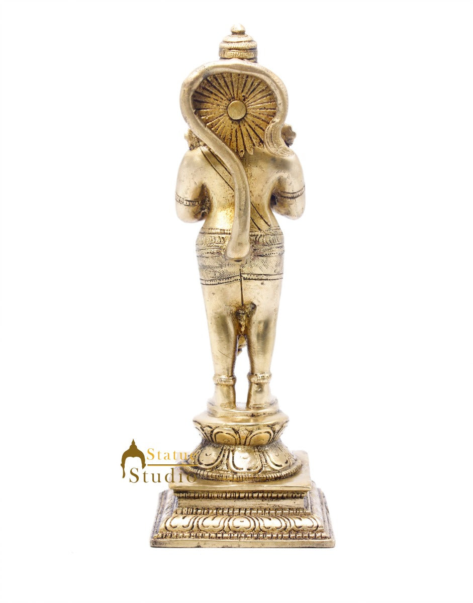 Brass Lord Hanuman Statue In Namaskar Mudra 8 Inch