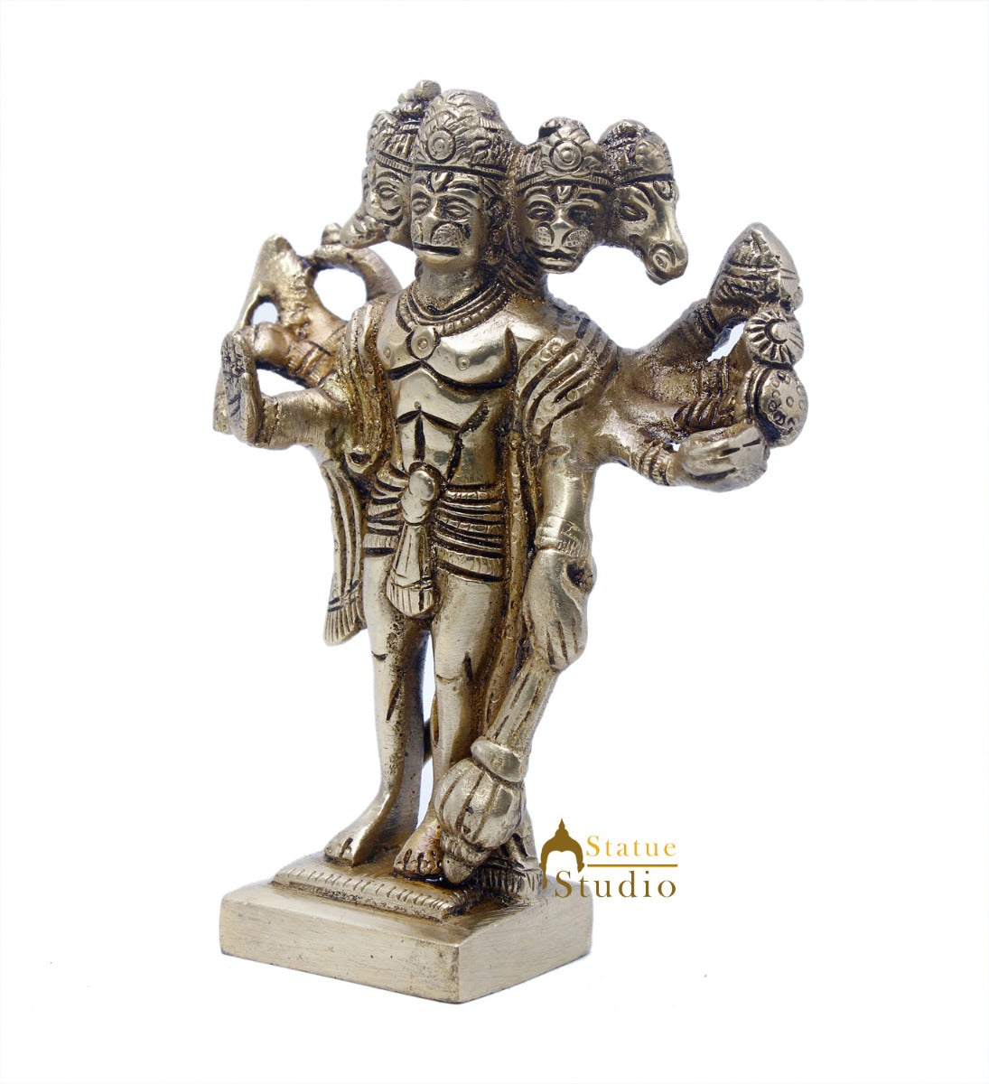 Brass Hindu Lord Panchmukhi Hanuman Idol For Puja Home Décor Gift Statue 5"