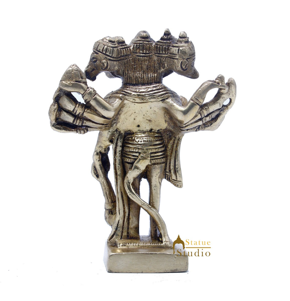 Brass Hindu Lord Panchmukhi Hanuman Idol For Puja Home Décor Gift Statue 5" - Image 6