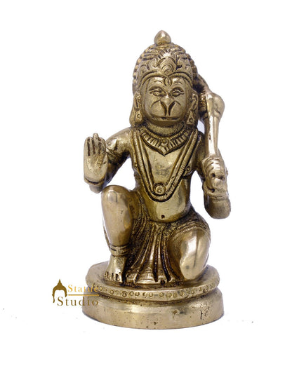 Brass Hindu Deity Lord Hanuman Idol For Puja Home Decor Gift Statue 4.5 Inch by vendor-unknown - Hindu Gods (View 3)