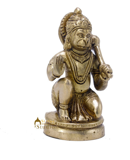 Brass Hindu Deity Lord Hanuman Idol For Puja Home Decor Gift Statue 4.5 Inch by vendor-unknown - Hindu Gods (View 4)