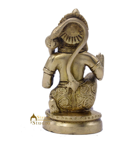 Brass Hindu Deity Lord Hanuman Idol For Puja Home Decor Gift Statue 4.5 Inch by vendor-unknown - Hindu Gods (View 6)