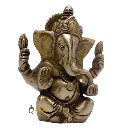 Brass Small Lucky Ganesha Idol 4 Inch by vendor-unknown - Hindu Gods (View 4)