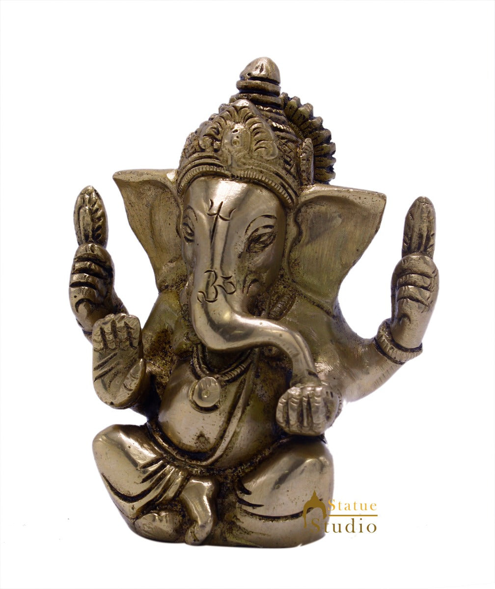 Brass Small Lucky Ganesha Idol 4 Inch - Image 5