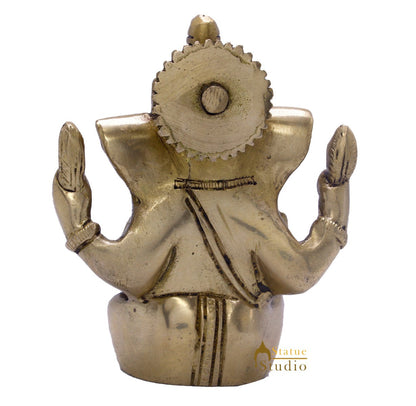 Brass Small Lucky Ganesha Idol 4 Inch by vendor-unknown - Hindu Gods (View 6)