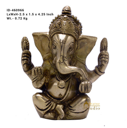 Brass Small Lucky Ganesha Idol 4 Inch by vendor-unknown - Hindu Gods (View 7)