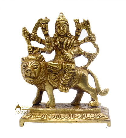 Brass Small Durga Idol For Home Temple Pooja Room Décor Gift 3" by vendor-unknown - Hindu Gods (View 3)