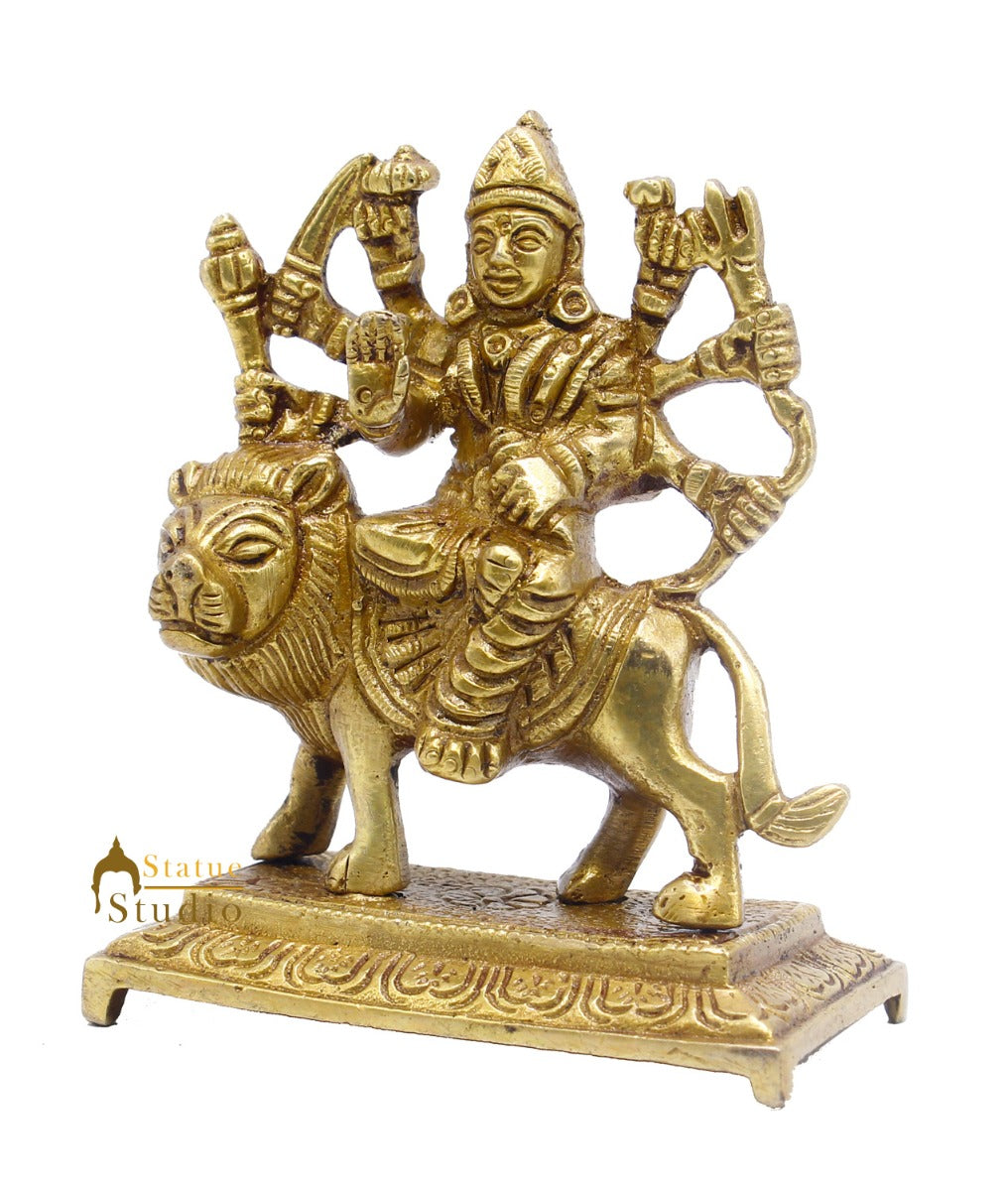 Brass Small Durga Idol For Home Temple Pooja Room Décor Gift 3" - Image 5