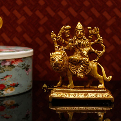 Brass Small Durga Idol For Home Temple Pooja Room Décor Gift 3" by vendor-unknown - Hindu Gods