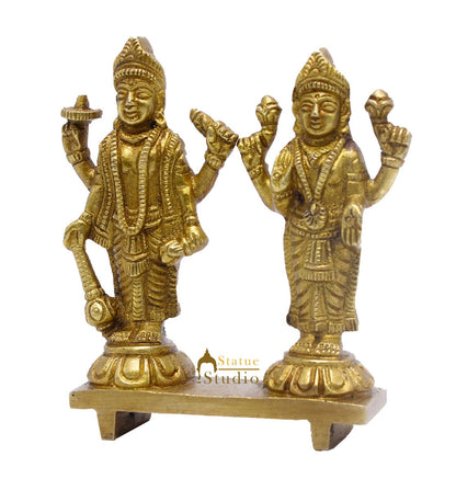 Brass Vishnu Lakshmi Idol Statue For Home Temple Pooja Room Décor 4" by vendor-unknown - Hindu Gods (View 5)