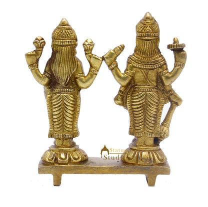 Brass Vishnu Lakshmi Idol Statue For Home Temple Pooja Room Décor 4" by vendor-unknown - Hindu Gods (View 6)