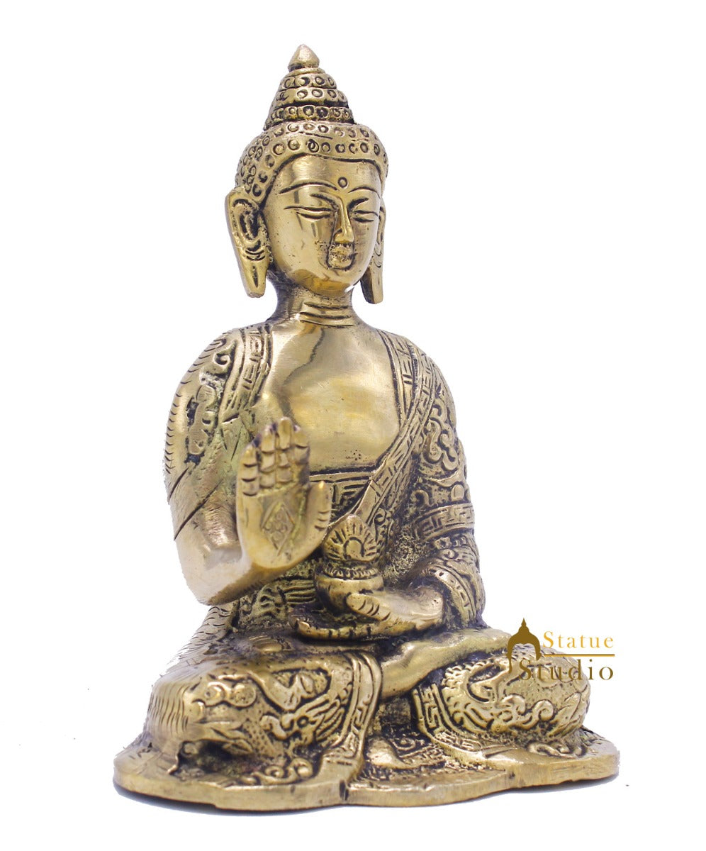 Brass Buddha Statue For Home Décor Diwali Corporate Gift Showpiece 5" - Image 4