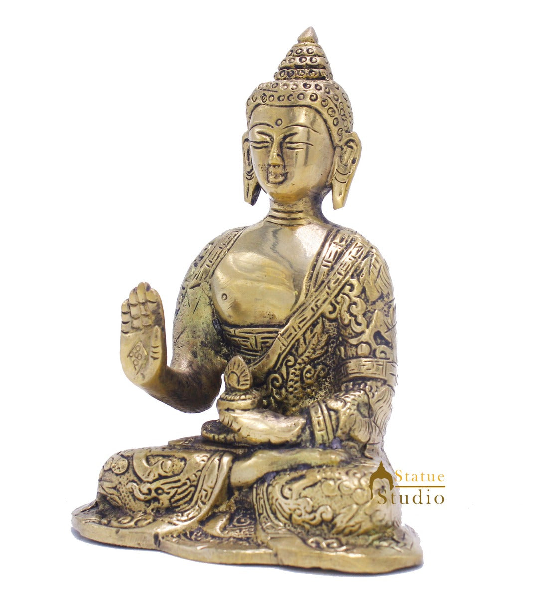 Brass Buddha Statue For Home Décor Diwali Corporate Gift Showpiece 5"