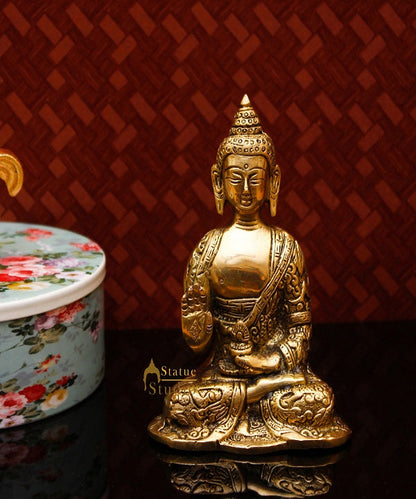Brass Buddha Statue For Home Décor Diwali Corporate Gift Showpiece 5" by vendor-unknown - Buddha (View 2)