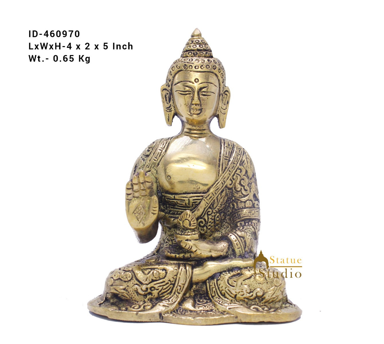 Brass Buddha Statue For Home Décor Diwali Corporate Gift Showpiece 5" - Image 7