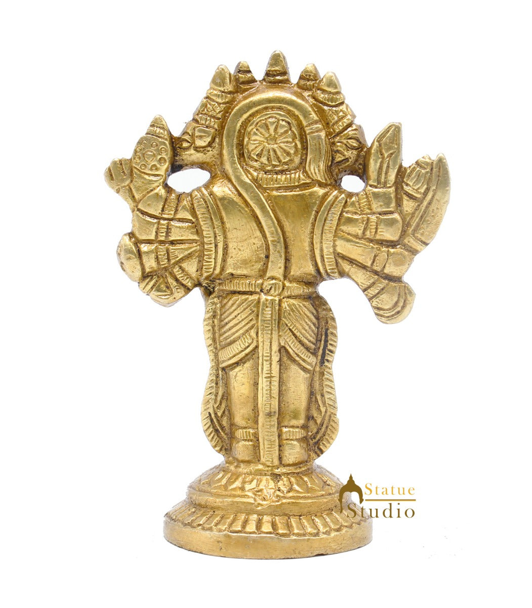 Brass Hindu Lord Panchmukhi Hanuman Idol For Puja Home Décor Gift Statue 4" - Image 6