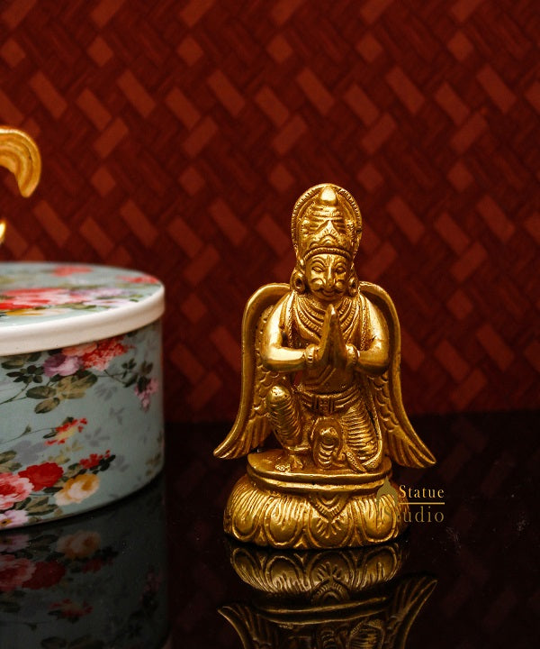 Brass Lord Garuda Statue Idol For Religious Home Décor Showpiece 3" - Eco-friendly - Sama Homes