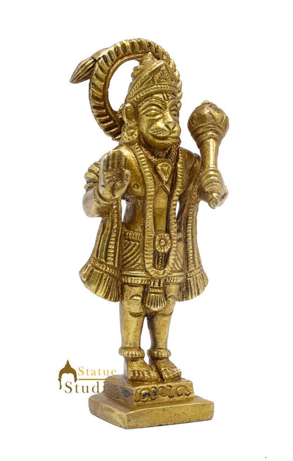 Brass Hindu Lord Hanuman Idol For Puja Home Décor Gift Statue 4" by vendor-unknown - Hindu Gods (View 4)