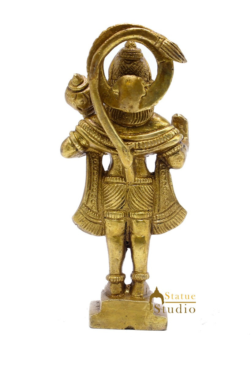 Brass Hindu Lord Hanuman Idol For Puja Home Décor Gift Statue 4" - Image 6