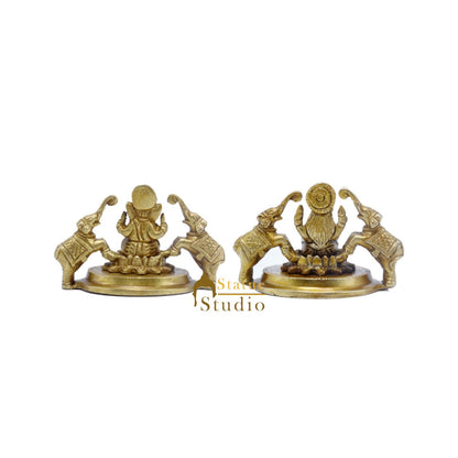 Brass Ganesha Lakshmi Idol For Home Temple Pooja Room Diwali Décor Statue Gift 2.5" by vendor-unknown - Hindu Gods (View 4)