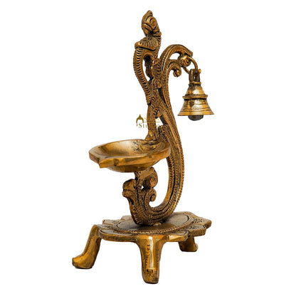 Brass Pooja Diya For Home Temple Diwali Décor Gift Showpiece 8" by vendor-unknown - Spiritual (View 4)