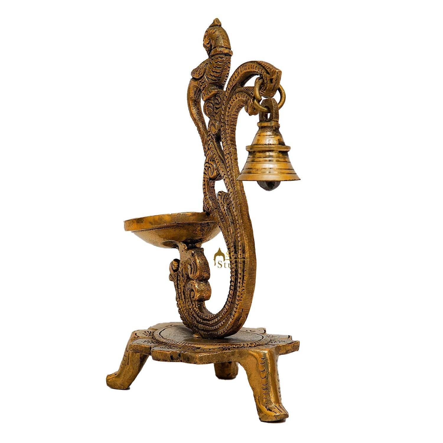 Brass Pooja Diya For Home Temple Diwali Décor Gift Showpiece 8" - Image 5