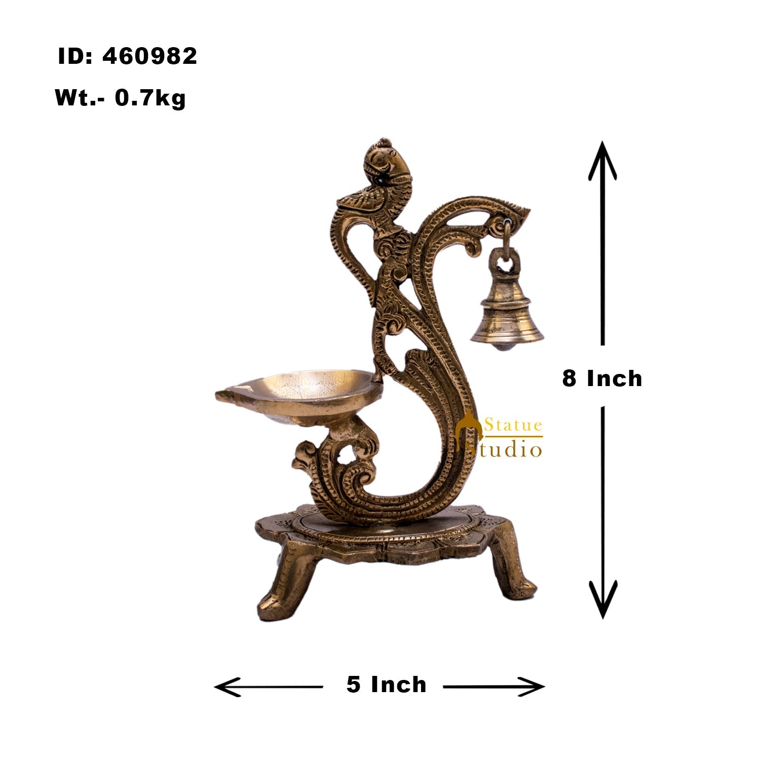 Brass Pooja Diya For Home Temple Diwali Décor Gift Showpiece 8" - Image 6