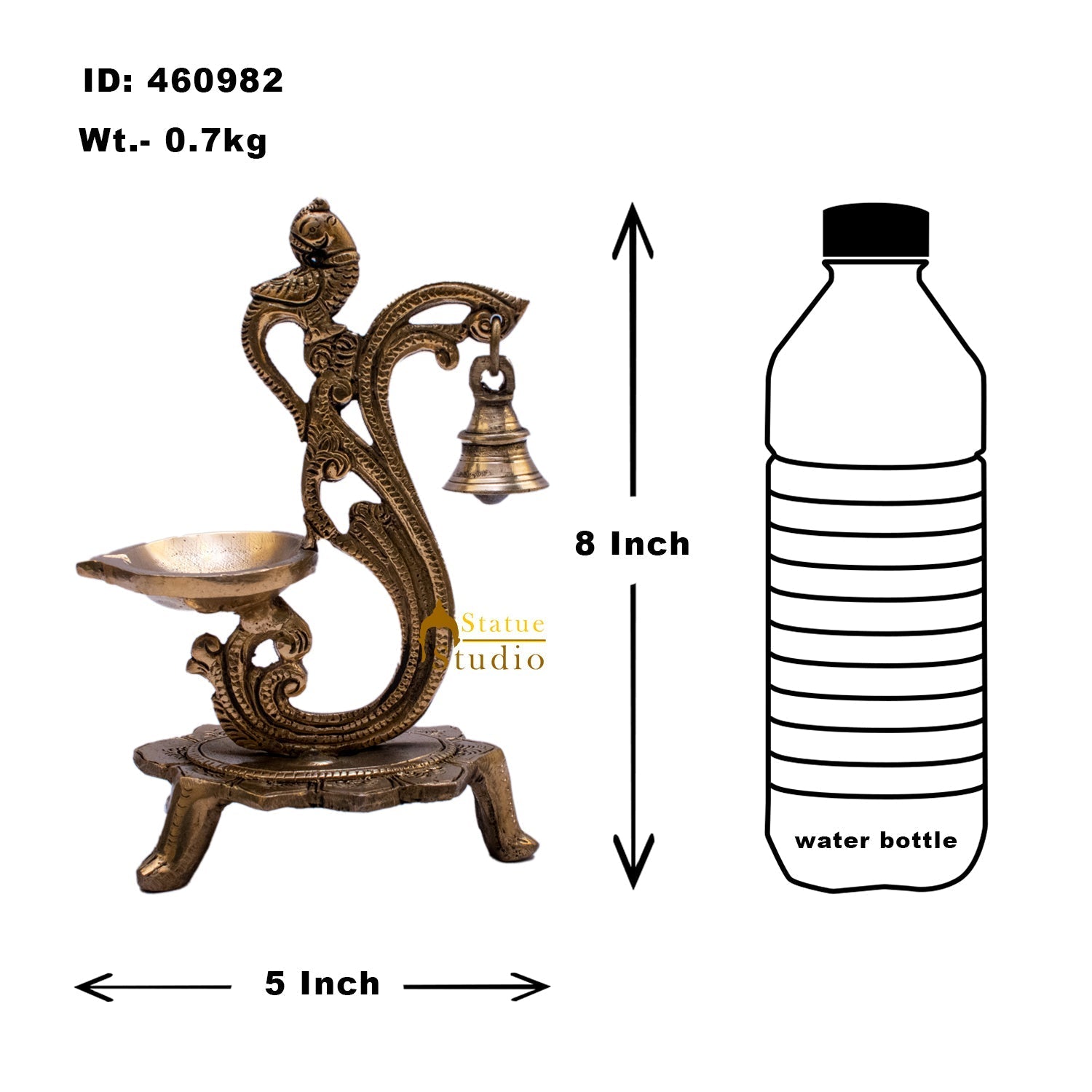 Brass Pooja Diya For Home Temple Diwali Décor Gift Showpiece 8" - Image 7