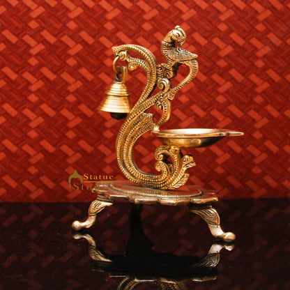Brass Pooja Diya For Home Temple Diwali Décor Gift Showpiece 8" by vendor-unknown - Spiritual