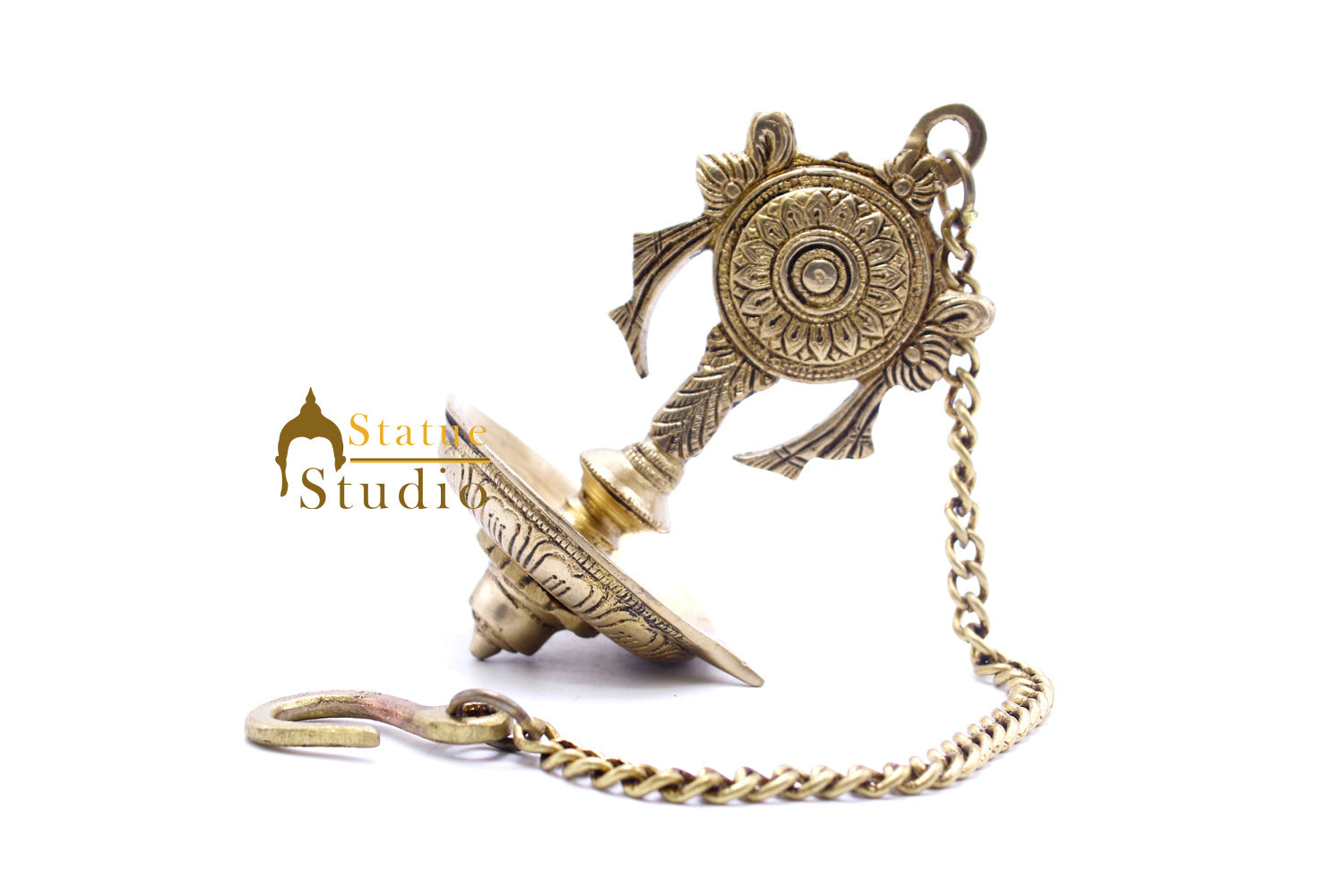 Brass Hanging Diya Home Temple Pooja Room Diwali Décor With 13 inches Chain - Image 4