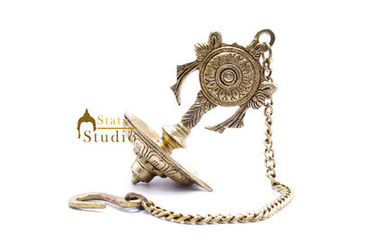 Brass Hanging Diya Home Temple Pooja Room Diwali Décor With 13 inches Chain by vendor-unknown - Spiritual (View 4)