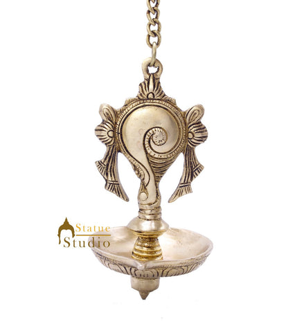 Brass Hanging Diya Home Temple Pooja Room Diwali Décor With 13 inches Chain by vendor-unknown - Spiritual (View 3)