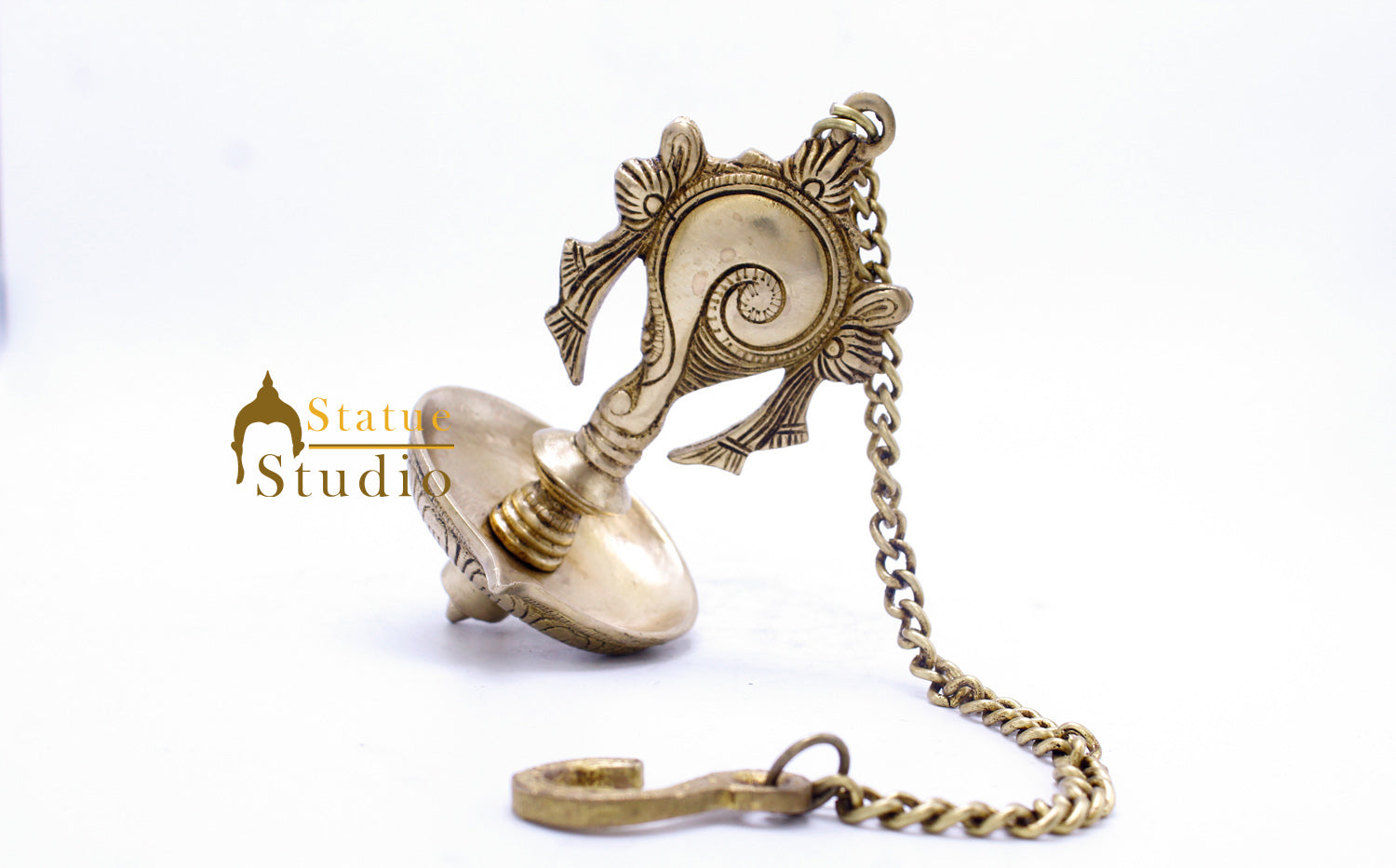 Brass Hanging Diya Home Temple Pooja Room Diwali Décor With 13 inches Chain - Image 4