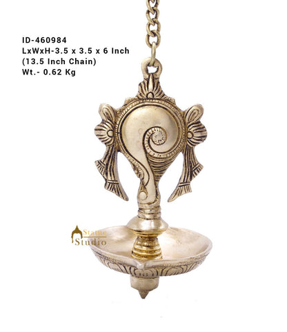 Brass Hanging Diya Home Temple Pooja Room Diwali Décor With 13 inches Chain by vendor-unknown - Spiritual (View 6)