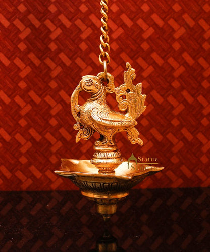 Brass Hanging Diya Home Temple Pooja Room Diwali Décor With 13 inches Chain by vendor-unknown - Spiritual (View 2)