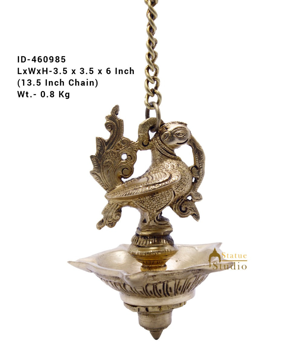 Brass Hanging Diya Home Temple Pooja Room Diwali Décor With 13 inches Chain - Image 6