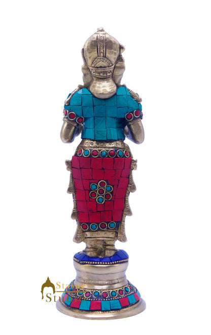 Brass Standing Deep Lady DeepLakshmi Idol For Home Temple Pooja Room Diwali Décor Statue 9" by vendor-unknown - Spiritual (View 6)