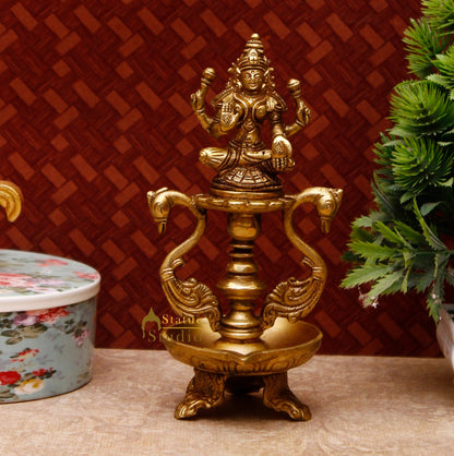 Brass Laxmi Diya 8" by StatueStudio - Spiritual