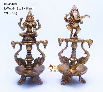 Brass Laxmi Ganesha Diya For Home Temple Pooja Room Diwali Décor Gift 8" by vendor-unknown - Spiritual (View 5)